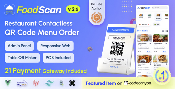 FoodScan - Qr Code Restaurant Menu Maker and Contactless Table Ordering System with Restaurant POS