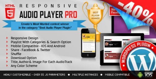 Responsive HTML5 Audio Player PRO