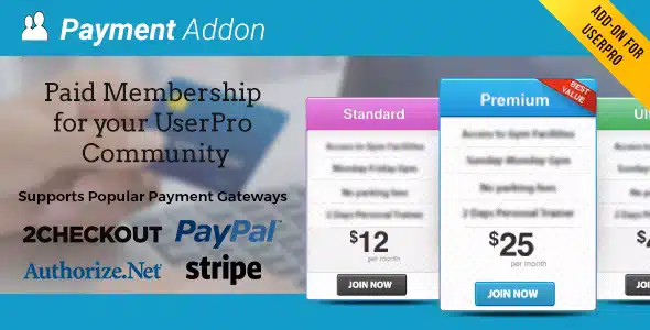 Payment Add-on for UserPro