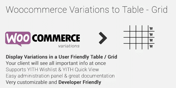 WooCommerce Variations to Table - Grid