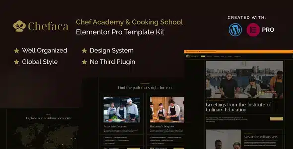 Chefaca – Chef Academy & Cooking School Elementor Pro Template Kit