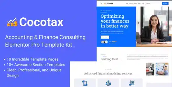 Cocotax - Accounting & Finance Consulting Elementor Pro Template Kit