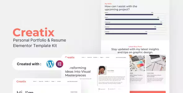 Creatix - Personal Portfolio & Resume Elementor Template Kit