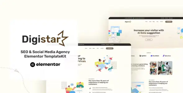Digistar - SEO & Social Media Agency Elementor Template Kit