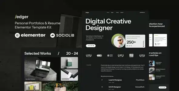 Edger - Personal Portfolios & Resume Elementor Template Kit