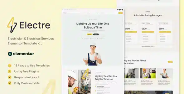 Electre - Electrician & Electrical Services Elementor Template Kit
