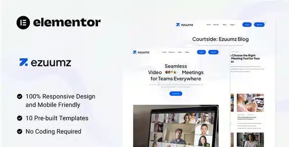 Ezuumz - Video Conferencing & Webinar App Elementor Template Kit