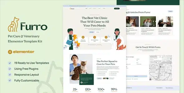 Furro - Pet Care & Veterinary Elementor Template Kit