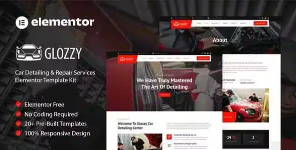 Glozzy - Car Detailing & Repair Service Elementor Template Kit