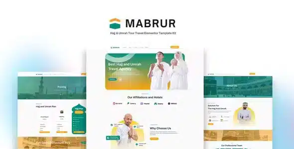 Mabrur - Hajj & Umrah Tour Travel Elementor Template Kit