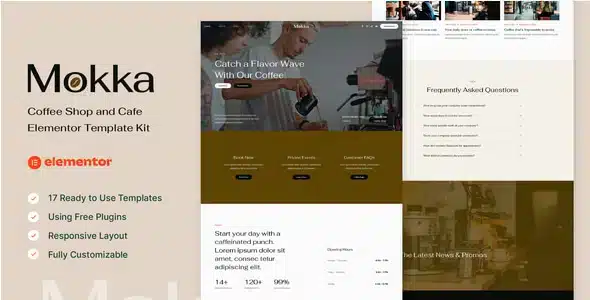 Mokka - Coffee Shop & Cafe Elementor Template Kit