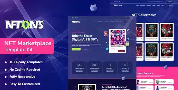 Nftons - NFT Service & Crypto Currency Elementor Template Kit