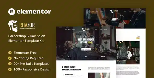 Rhazor - Barbershop & Hair Salon Elementor Template Kit