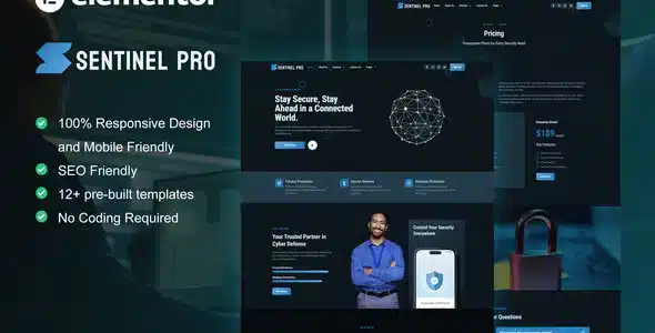 Sentinel – Cyber Security Services Elementor Pro Template Kit