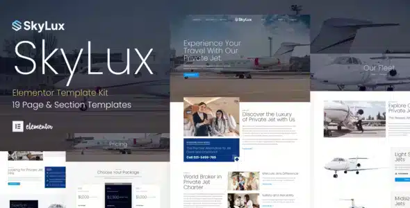 Skylux Private Jet Company Elementor Template Kit