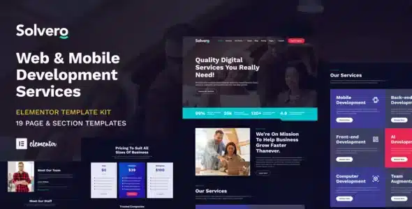Solvero - Web & Mobile Development Service Elementor Template Kit