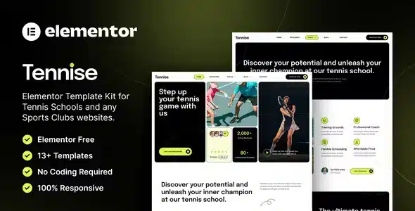Tennise – Tennis School & Sports Club Elementor Template Kit