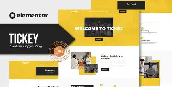 Tickey - Content Copywriting Services Elementor Template Kit