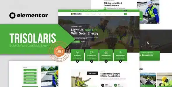 Trisolaris - Solar & Renewable Energy Elementor Template Kit