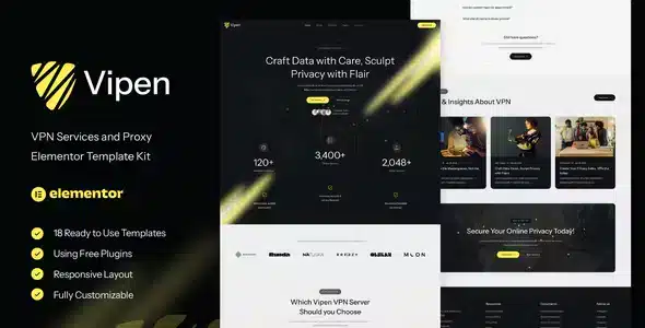 Vipen - VPN Services & Proxy Elementor Template Kit