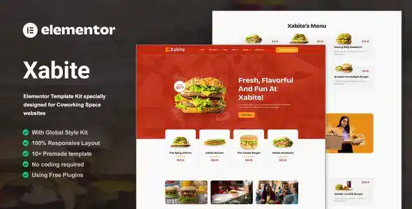 Xabite - Burger Fast Food Elementor Template Kit