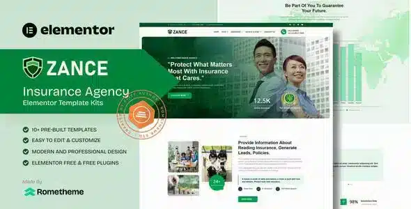Zance - Insurance Agency Elementor Template Kit