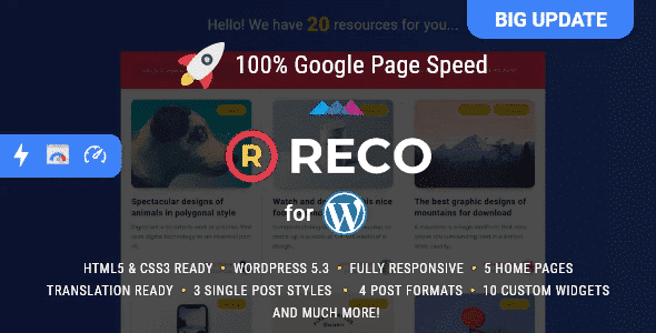 Reco - Minimal Lightweight AMP Theme for Freebies